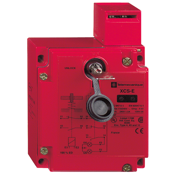 Safety switch, Telemecanique Safety switches XCS, metal XCSE, 1NC+2 NO, slow break, 2entries tapped Pg 13 110/120 V - Telemecanique Sensors - XCSE5331