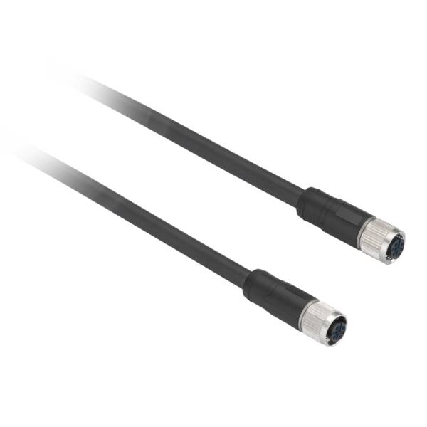 Series connection jumper - 2 straight M12 - Female/Female con. - 0.3m - 5 pins - Telemecanique Sensors - XZCR1111064D03