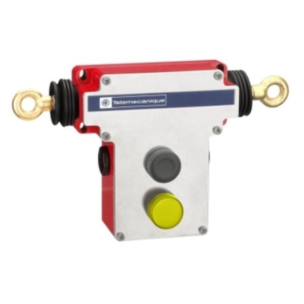 Dual emergency stop rope pull switch, Telemecanique Emergency stop rope pull switches XY2C, e 2x(1NC+1NO), Pg13.5, flush pb, pilot light - Telemecanique Sensors - XY2CEDA196