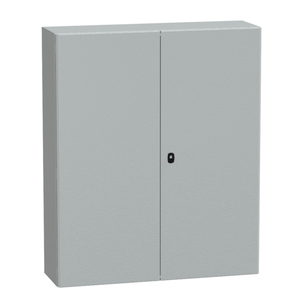 Spacial S3D dble plain door w/o mount.plate. H1200xW1000xD300 IP55 IK10 RAL7035. - Schneider Electric - NSYS3D121030D