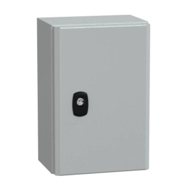 Spacial S3D plain door with mount.plate. H300xW200xD150 IP66 IK10 RAL7035. - Schneider Electric - NSYS3D3215P