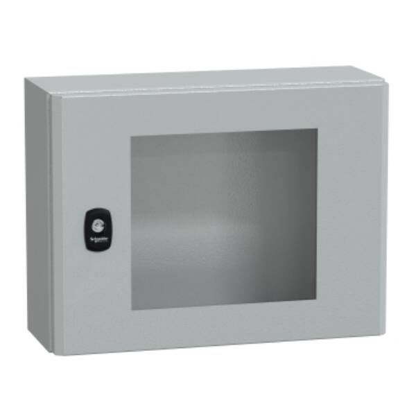 Spacial S3D tspt door w/o mount.plate. H300xW400xD150 IP66 IK08 RAL7035. - Schneider Electric - NSYS3D3415T