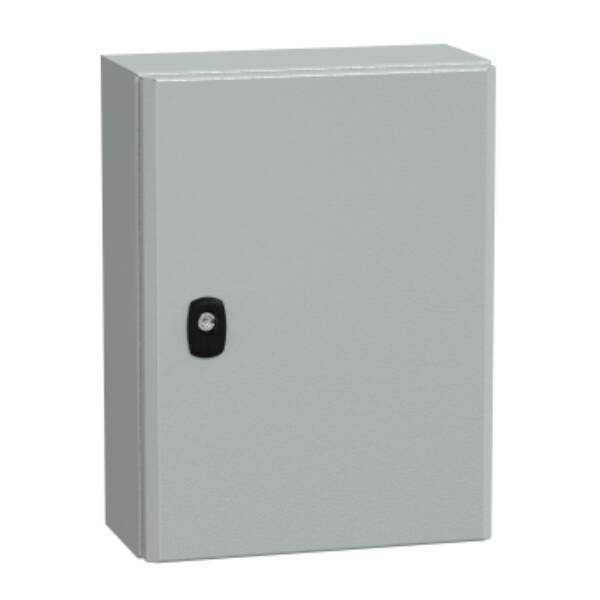 Spacial S3D plain door with mount.plate. H400xW300xD150 IP66 IK10 RAL7035. - Schneider Electric - NSYS3D4315P