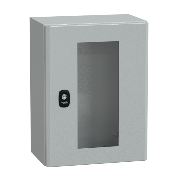 Spacial S3D tspt door w/o mount.plate. H400xW300xD200 IP66 IK08 RAL7035. - Schneider Electric - NSYS3D4320T