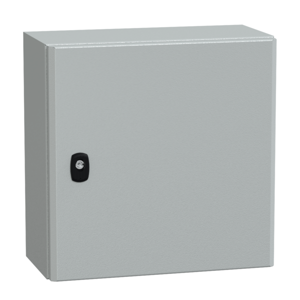 Spacial S3D plain door with mount.plate. H400xW400xD200 IP66 IK10 RAL7035. - Schneider Electric - NSYS3D4420P