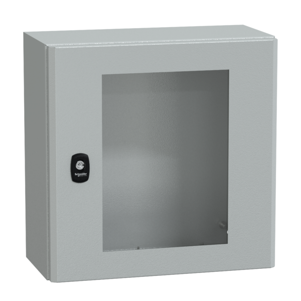 Spacial S3D tspt door w/o mount.plate. H400xW400xD200 IP66 IK08 RAL7035. - Schneider Electric - NSYS3D4420T