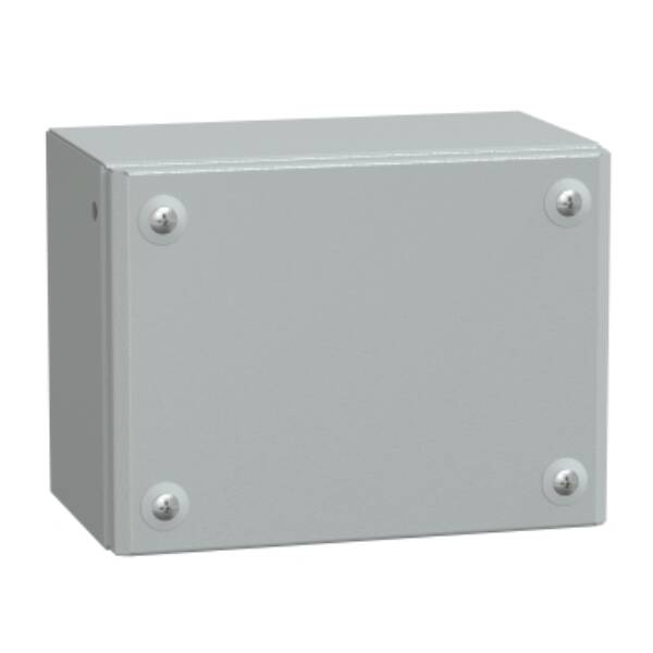 Metal industrial box plain door H150xW200xD120 IP66 IK10 RAL 7035 - Schneider Electric - NSYSBM152012