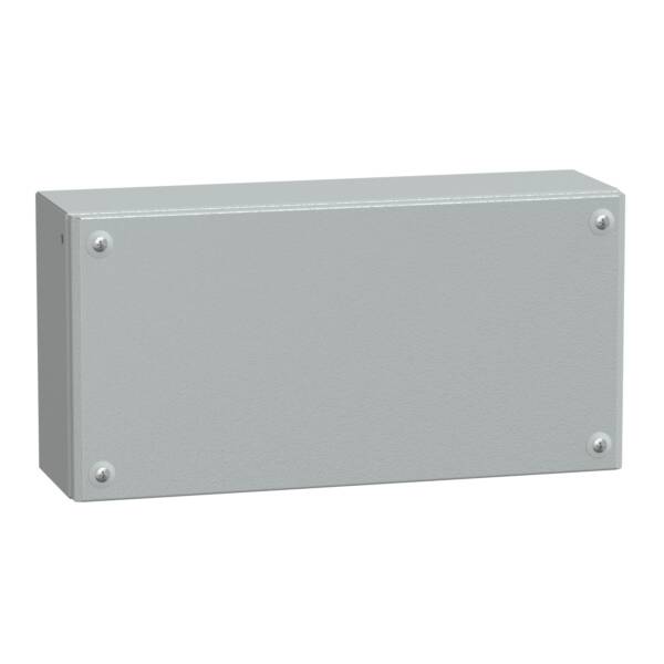 Metal industrial box plain door H200xW400xD120 IP66 IK10 RAL 7035 - Schneider Electric - NSYSBM204012