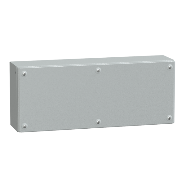 Metal industrial box plain door H200xW500xD120 IP66 IK10 RAL 7035 - Schneider Electric - NSYSBM205012