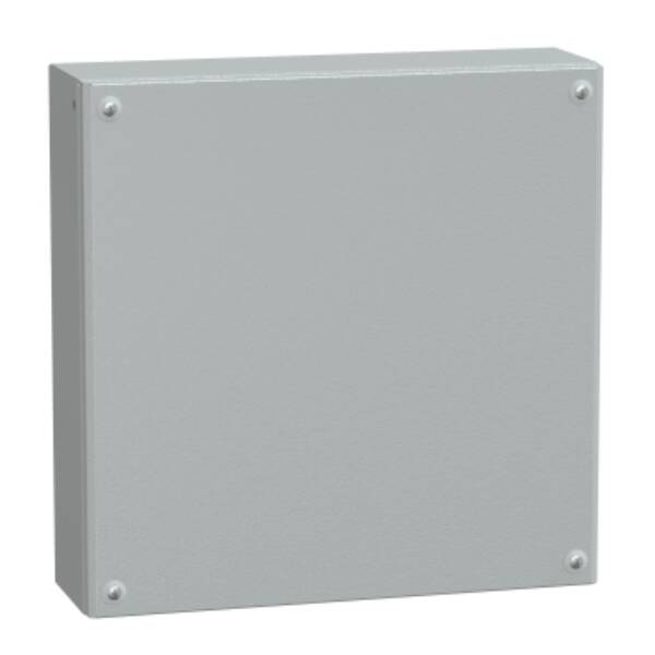 Metal industrial box plain door H400xW400xD120 IP66 IK10 RAL 7035 - Schneider Electric - NSYSBM404012