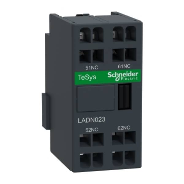 Auxiliary contact block, TeSys D, 2NC, front mounting, spring terminals - Schneider Electric - LADN023