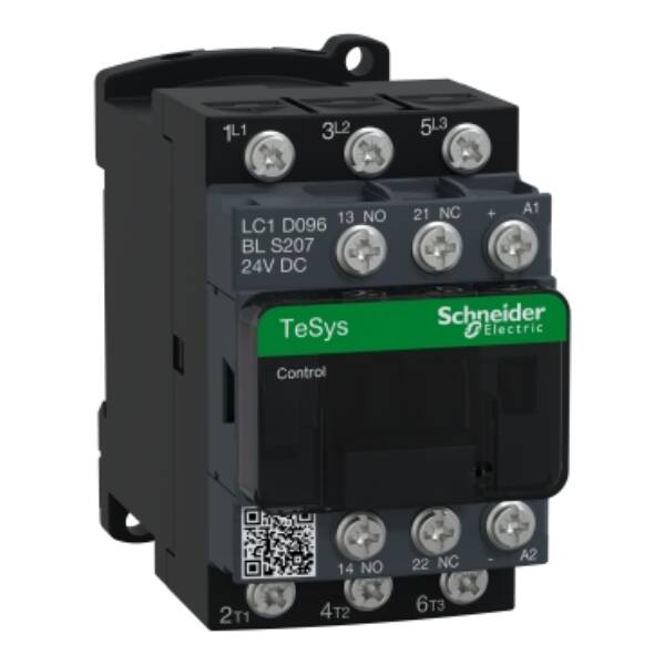 TeSys D contactor S207 - 3P (3NO) AC-3 9A <=440V - coil 24V DC low - Schneider Electric - LC1D096BLS207