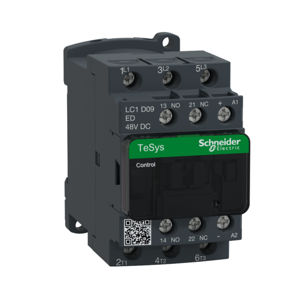 TeSys D contactor - 3P(3 NO) - AC-3 - <= 440 V 9 A - 48 V DC coil - Schneider Electric - LC1D09ED