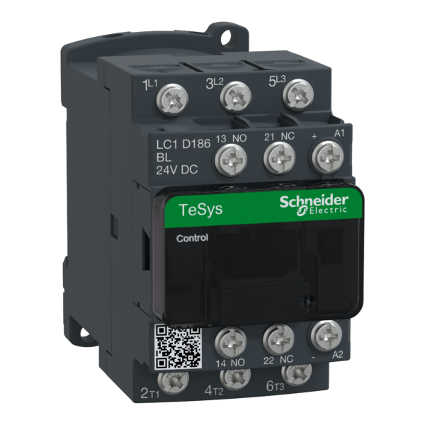 TeSys D contactor - 3P(3 NO) - AC-3 - <= 440 V 18 A - 24 V DC coil - Schneider Electric - LC1D186BL