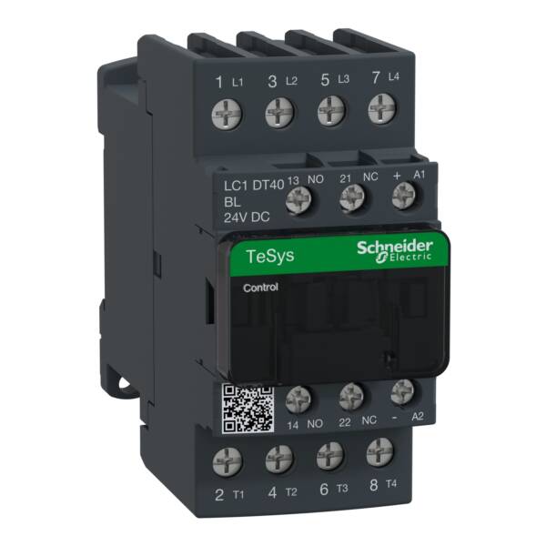 TeSys D contactor - 4P(4 NO) - AC-1 - <= 440 V 40 A - 24 V DC low cons coil - Schneider Electric - LC1DT40BL