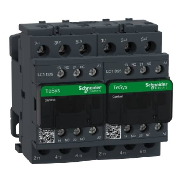 TeSys D reversing contactor - 3P(3 NO) - AC-3 - <= 440 V 25 A - 42 V AC coil - Schneider Electric - LC2D25D7