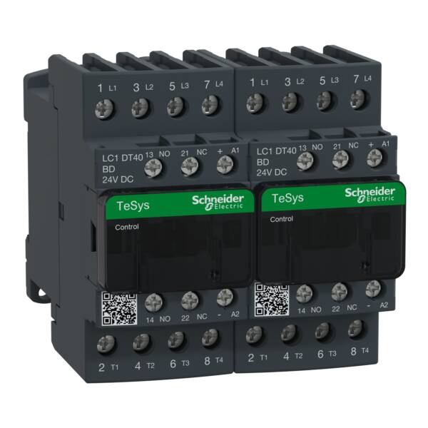 TeSys D changeover contactor - 4P(4 NO) - AC-1 - <= 440 V 40 A - 24 V DC coil - Schneider Electric - LC2DT40BD