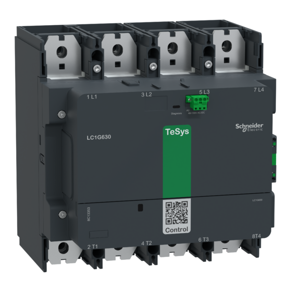 High power contactor,TeSys Giga 630,4P(4NO),AC-1 <=440V 1050A,standard version,100-250V AC/DC wide band coil - Schneider Electric - LC1G6304KUEN