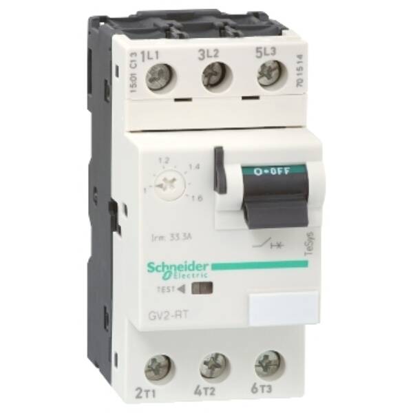 Motor circuit breaker, TeSys GV2, 3P, 0.25-0.4 A, thermal magnetic, screw clamp terminals - Schneider Electric - GV2RT03