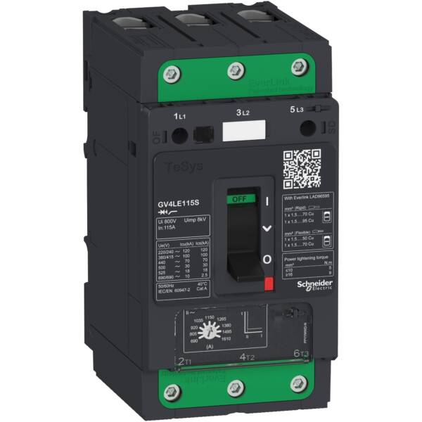 TeSys GV4 - magnetic circuit breaker - 3.5A 3P - with EverLink - Schneider Electric - GV4LE03N