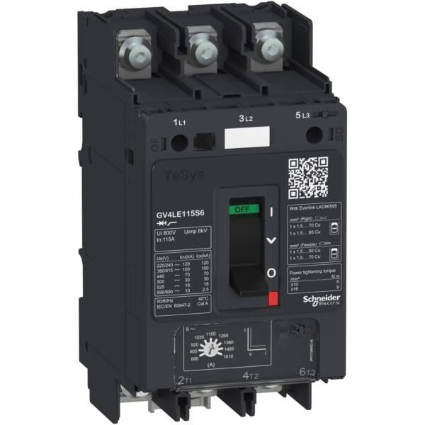 TeSys GV4 - magnetic circuit breaker - 7A 3P - with compression lug - Schneider Electric - GV4LE07S6