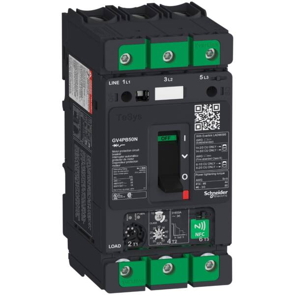 Motor circuit breaker, TeSys GV4, 3P, 50A, Icu 50kA, thermal magnetic multifunction, UL489 - Schneider Electric - GV4PB50N