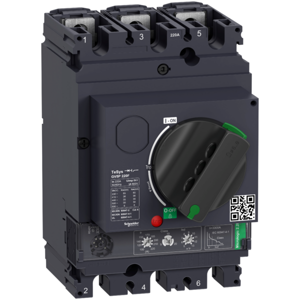 Motor circuit breaker, TeSys GV5, 3P, 220A, Icu 36kA, thermal magnetic - Schneider Electric - GV5P220F