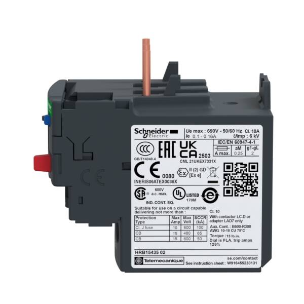 TeSys LRD thermal overload relays - 0.16...0.25 A - class 10A - Schneider Electric - LRD02