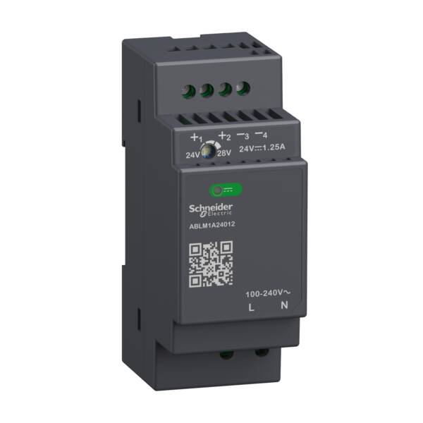 Regulated Power Supply, 100-240V AC, 24V 1.2 A, single phase, Modular - Schneider Electric - ABLM1A24012