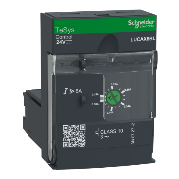 Standard control unit, TeSys U, 0.15-0.6A, 3P motors, thermal magnetic protection, class 10, coil 24V DC - Schneider Electric - LUCAX6BL