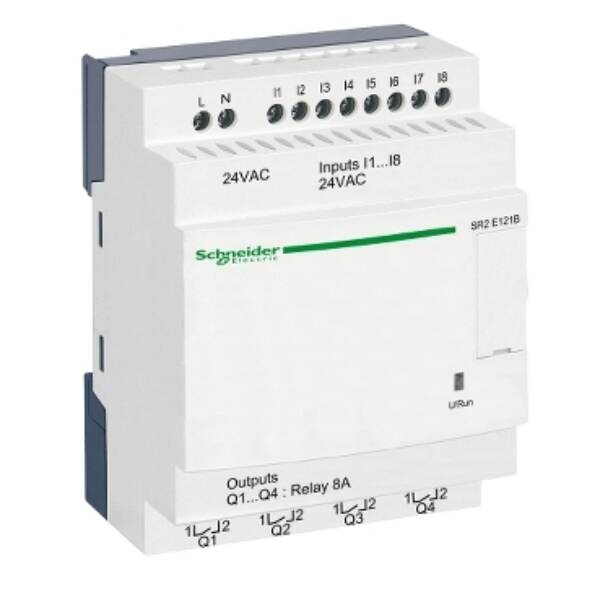 compact smart relay Zelio Logic - 12 I O - 24 V AC - clock - no display - Telemecanique - SR2E121B