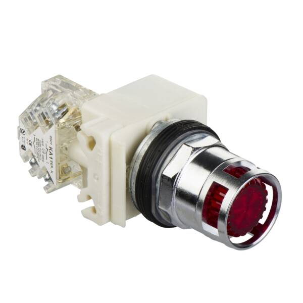 red illuminated pushbutton Ø 30 - flush spring return - 230 V - 1OC - Schneider Electric - 9001K3L7RH13