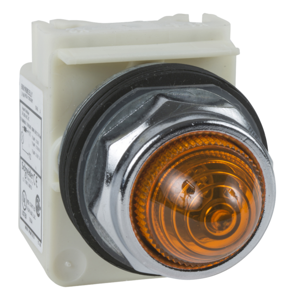 round pilot light Ø 30 - amber - incandescent BA 9s - 220/240 V AC - IP66 - Schneider Electric - 9001KP7A9