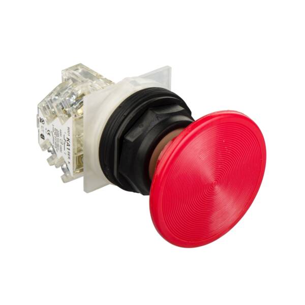 Push-button, Harmony 9001SK, plastic, snap-in plastic mushroom 57mm, red, 30mm, spring return, 1 NC - Schneider Electric - 9001SKR5RH6