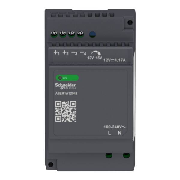 Regulated Power Supply, 100-240V AC, 12V 4.2 A, single phase, Modular - Schneider Electric - ABLM1A12042