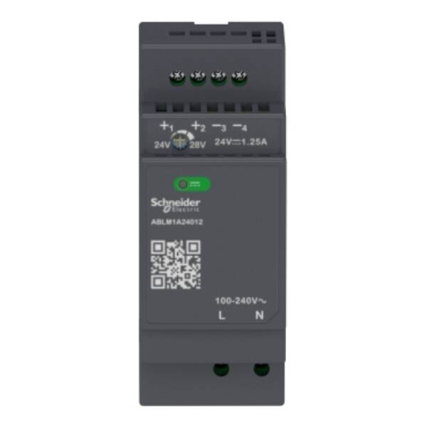 Regulated Power Supply, 100-240V AC, 24V 1.2 A, single phase, Modular - Schneider Electric - ABLM1A24012
