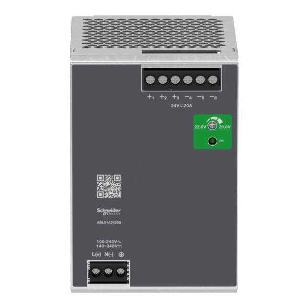 Regulated Power Supply, 100-240V AC, 24V 20 A, single phase, Optimized - Schneider Electric - ABLS1A24200