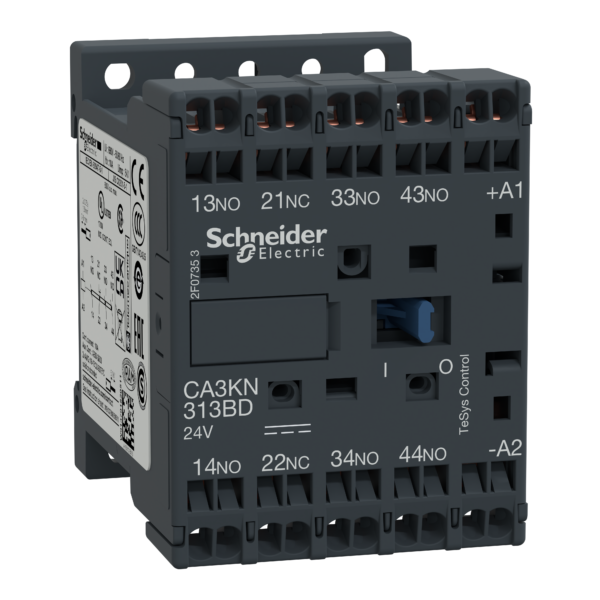 TeSys K control relay - 3 NO + 1 NC - <= 690 V - 24 V DC standard coil - Schneider Electric - CA3KN313BD