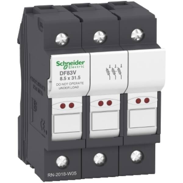 Fuse carrier TeSys DF, 3P 25A, fuse size 8.5 x 32 mm, blown fuse indicator - Schneider Electric - DF83V