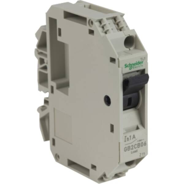 Thermal magnetic circuit breaker, TeSys GB2, 1P, 1 A, Icu 50 kA@240 V - Schneider Electric - GB2CB06