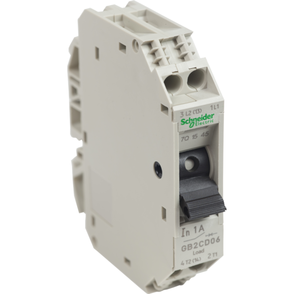 Thermal magnetic circuit breaker, TeSys GB2, 1P+N, 1 A, Icu 50 kA@240 V - Schneider Electric - GB2CD06