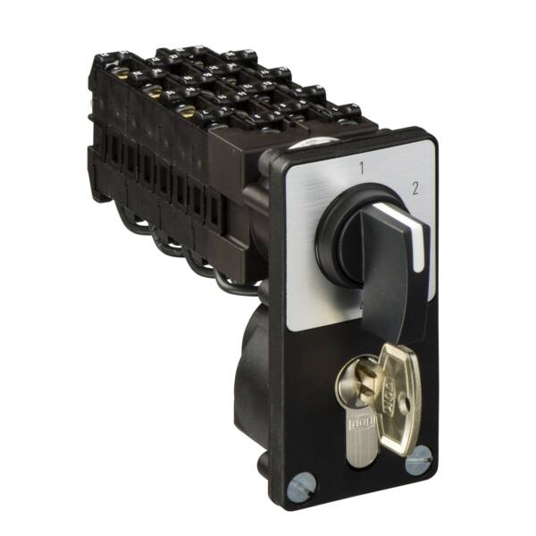 cam stepping switch - 4-pole - 60 ° - 12 A - front mounting - black handle - Schneider Electric - K1Q034NZ4