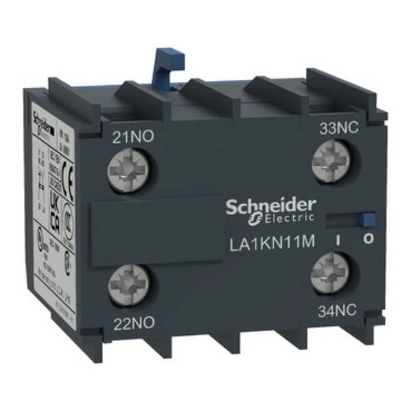 TeSys K - Auxiliary contact block - 1 NO + 1 NC - screw-clamps term - EN 50012 - Schneider Electric - LA1KN11M