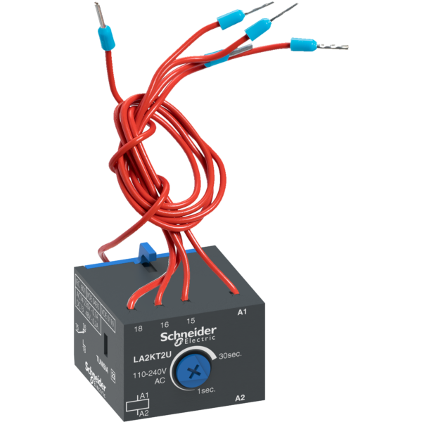 TeSys K -Time delay auxiliary contact block - 1 C/O - 110...240 V - 1…30s - Schneider Electric - LA2KT2U