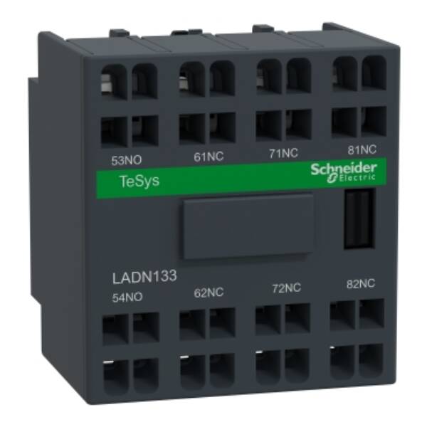 Auxiliary contact block, TeSys D, 1NO + 3NC, front mounting, spring terminals - Schneider Electric - LADN133