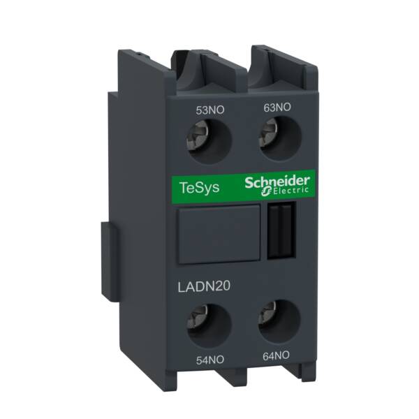 Auxiliary contact block, TeSys D, 2NO, front mounting, screw clamp terminals - Schneider Electric - LADN20