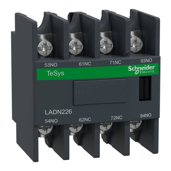 Auxiliary contact block, TeSys D, 2NO + 2NC, front mounting, lugs-ring terminals - Schneider Electric - LADN226