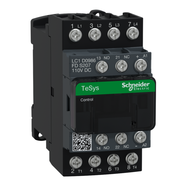 TeSys D contactor S207 - 4P (2NO+2NC) AC-1 20A <=440V - coil 110V DC - Schneider Electric - LC1D0986FDS207