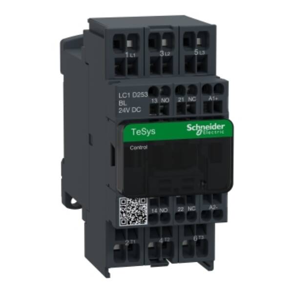 TeSys D contactor - 3P(3 NO) - AC-3 - <= 440 V 25 A - 24 V DC coil - Schneider Electric - LC1D253BL