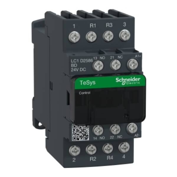 TeSys D contactor - 4P(2 NO + 2 NC) - AC-1 - <= 440 V 40 A - 24 V DC coil - Schneider Electric - LC1D2586BD